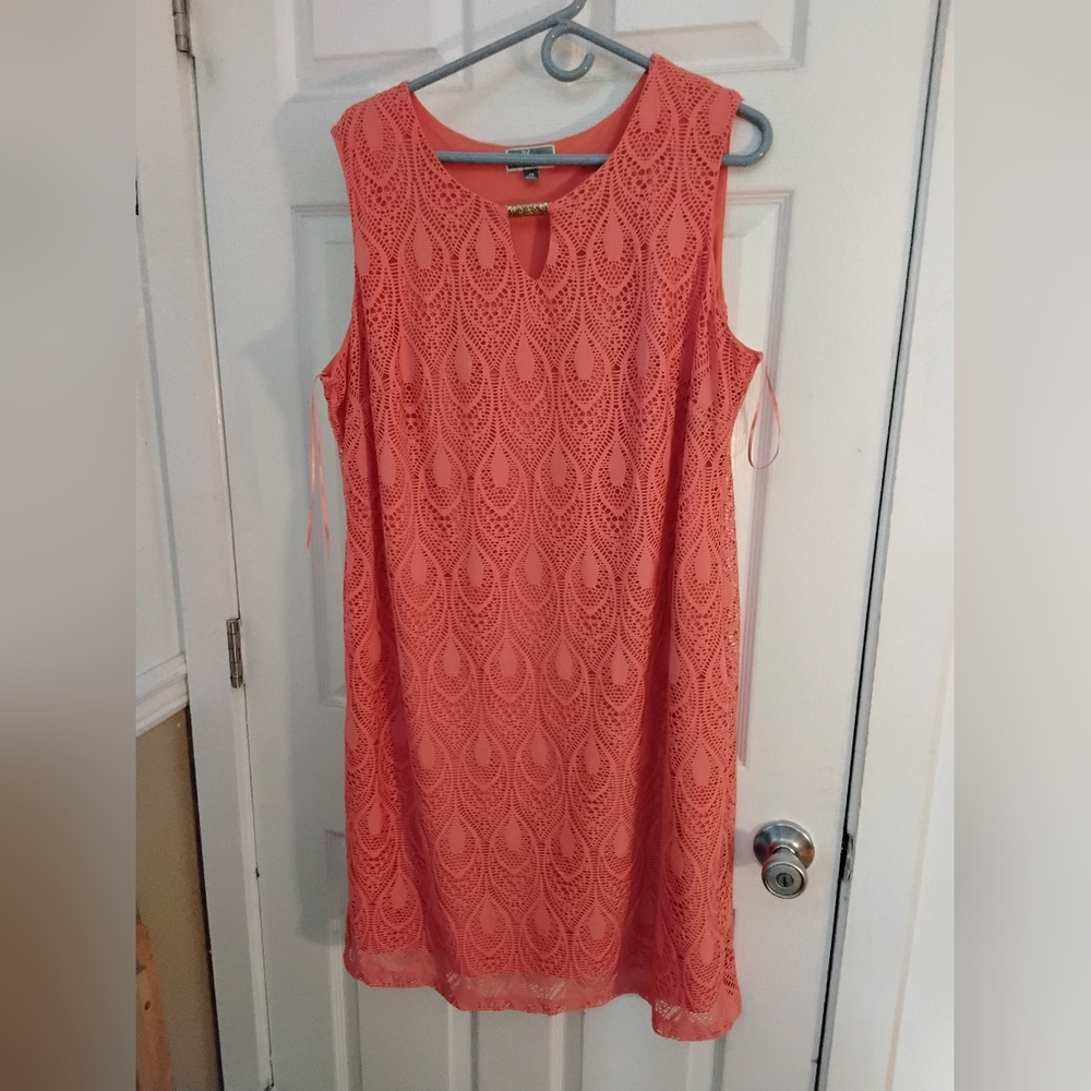 JM Collection Coral Lace Mini Dress